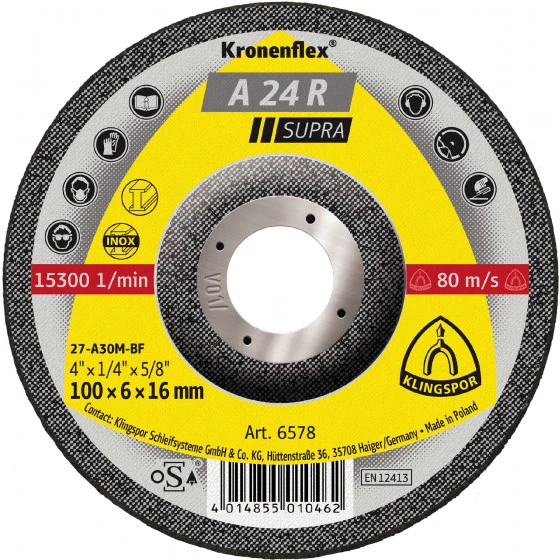 10 Meules à ébarber KS SUPRA A24R S GEK 100X6X16 KLINGSPOR - 6578 3 10 Meules à ébarber KS SUPRA A24R S GEK 100X6X16 KLINGSPOR - 6578