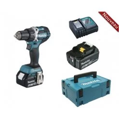 PERCEUSE VISSEUSE MAKITA SANS FIL 18 V 2 BATTERIES 5 AH 13 MM CHARGEUR ET COFFRET MAK PAC - DDF484RTJ