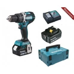 PERCEUSE À PERCUSSION MAKITA SANS FIL 18 V 2 BATTERIES 5 AH 13 MM CHARGEUR ET UN COFFRET MAK PAC - DHP484RTJ